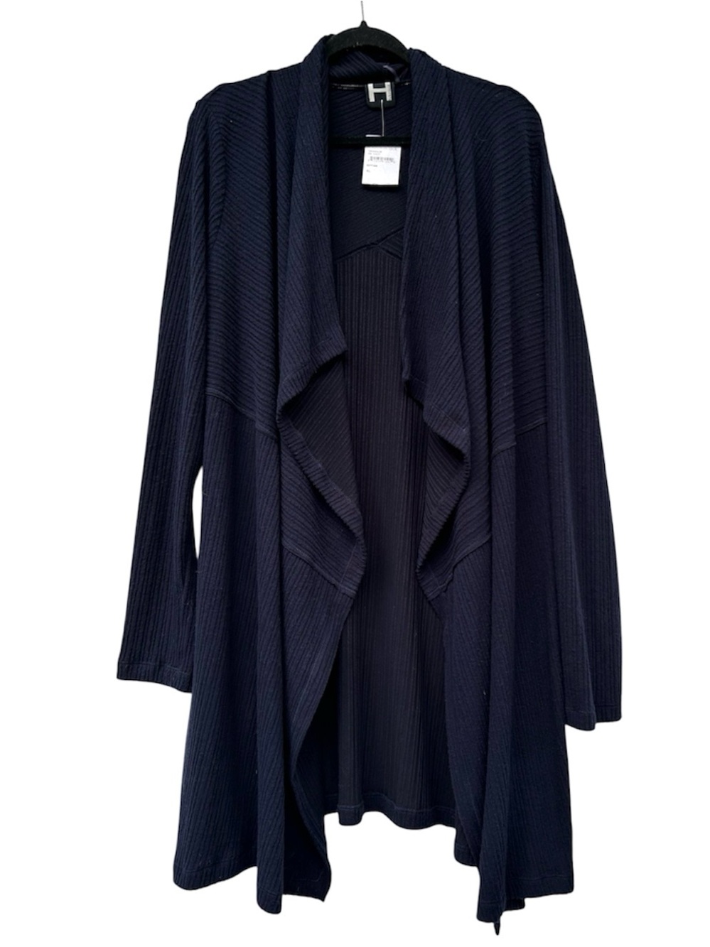 H by Bordeaux navy waterfall long ribbed cardigan XL
